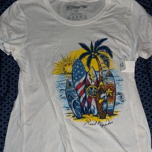 Reef legends White Graphic T-Shirt with Colorful Design